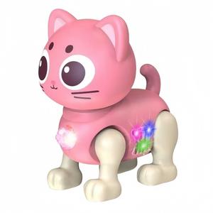 Şarj Edilebilir Plastik Yürüyen Robotik Kedi Oyuncağı - İnteraktif Karikatür Mekanik Yavru Kedi LED Işıklar ve Müzikli - Product Image 1