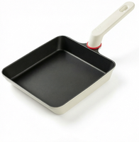 Poêle carrée japonaise Tamagoyaki en céramique d'aluminium saine, antiadhésive, avec poignée en silicone, pour œufs et omelettes