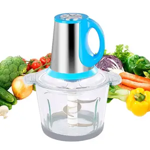 Mini meat grinder or stainless steel ooem, processor food chopper with 2l glass bowl/