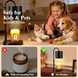 Lampe chauffe-bougie cylindrique entièrement métallique avec minuterie, 4 niveaux de luminosité réglables, hauteur ajustable pour bougies - Product Image 4