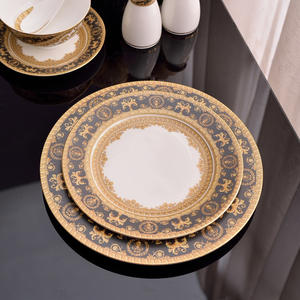 Service de table de luxe Palace, style moderne, incrustations dorées, porcelaine osseuse européenne, 58 pièces, coffret cadeau, vente en gros, fête, tendance - Product Image 4