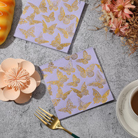 Serviettes en papier jetables DM avec impression papillon doré, serviettes décoratives pour mariage, fête prénuptiale, anniversaire de fille, décoration de table