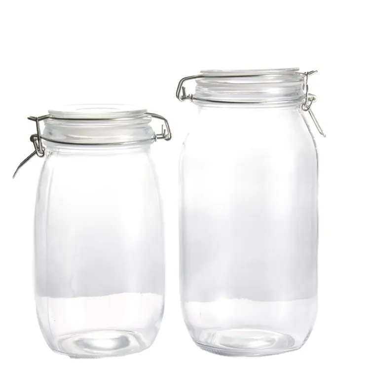 Bocal de rangement en verre transparent 500ml 700ml 1000ml récipient alimentaire en verre hermétique ensemble d'ustensiles de cuisine personnalisés