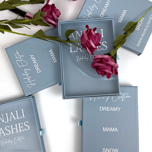 Eyelash Packaging Box B879 Wholesale Custom Logo Empty Blue Full Clear Window Pvc 3 Pairs Drawer Private Label Eyelash Packaging Box