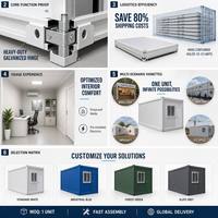 Maison préfabriquée de luxe à aménagement personnalisé, modulaire, à combinaison libre, installation rapide, type Z, pliable, pour chantier, bureau ou dortoir