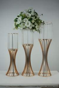 Support à fleurs moderne de haute qualité, centre de table, décoration de fête et de maison, <span class=keywords><strong>vase</strong></span> à fleurs en métal doré - Product Image 3