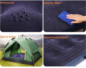 Colchón Inflable Portátil Plegable Azul Marino con Bomba, Colchón de Aire Grueso con Revestimiento de Flocado para Uso en el Hogar y Camping - Product Image 3