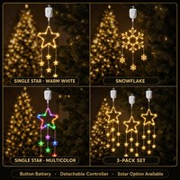 Weihnachtsstern Hängende LED-Leuchte Abnehmbar Knopfbatterie Warmweiß Haken zum Aufhängen Baum Fenster Garten Außenbereich Feiertagsdekoration OEM