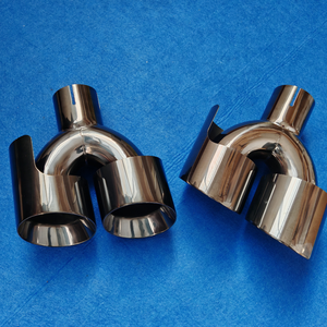 Embout d'échappement en titane noir de 4 pouces, forme en Y, design de poisson volant, coupe inclinée, embout de silencieux double en acier inoxydable, tuyau d'échappement - Product Image 4