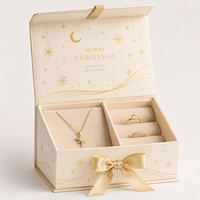 Boîte cadeau magnétique rigide de qualité supérieure, élégante, avec ruban, au toucher doux, pour bijoux de Noël, présentation haut de gamme