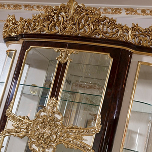 Vitrina de Estilo Barroco Retro de Lujo, Tallada a Mano en Madera Maciza con Vidrio, Mueble Ecológico para Decoración del Hogar - Product Image 4