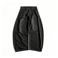Jeans vintage à coupe ample et jambe large pour hommes, de haute qualité, avec logo imprimé DTG personnalisé