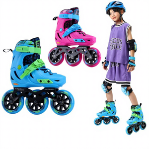 Patins à roulettes en ligne 3 roues pour enfants, réglables, roues PU 85A, châssis en alliage d'aluminium, rose, bleu, noir, pour débutants, entraînement, vente en gros - Product Image 2