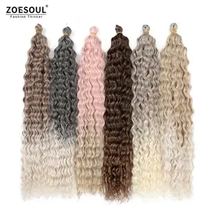 Russo Ombre Marrom 22 Polegada 100g Ariel Onda Profunda Crochet Cabelo Para Extensão Do Cabelo Sintético