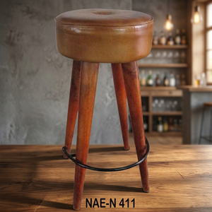 Industrial & Vintage Tall Wooden <b>Bar</b> <b>Stool</b> with Footrest for Home <b>Bar</b> Hotel & Restaurant Decor Antique Design - Product Image 3