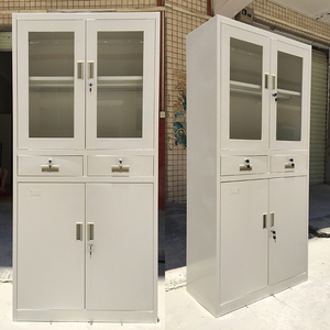 Armoire en métal nouveau design avec tiroirs Armoire de bureau en métal avec portes battantes en verre Armoire en acier avec serrures Armoire de classement - Product Image 6