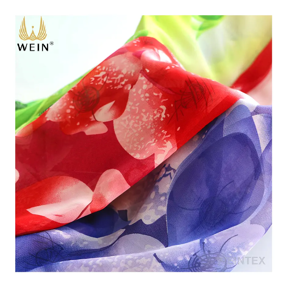 WI-A02 all'ingrosso tessuto in chiffon 100% poliestere tessuto di seta tessuto stampato per il vestito