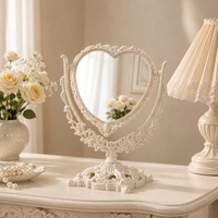 Grand miroir de maquillage de bureau à cadre rond, style Instagram girly, vintage européen, avec fonction pivotante, pour usage domestique