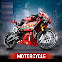Nouveau modèle de moto à rétrofriction SAMLOK, blocs de construction réalistes, ensemble de jouets de construction unisexe exquis en plastique ABS