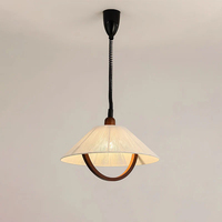 Suspension luminaire mobile réglable de style Wabi Sabi, en bois de noyer massif, avec cordon en coton, suspension en hêtre