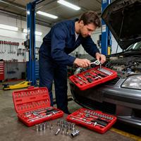 Kit d'outils de réparation automobile multifonctionnel de 46 pièces, coffret rigide, clés à douilles manuelles, tournevis, chrome vanadium
