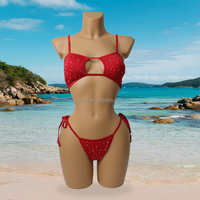 Maillot de bain bikini floral exotique personnalisé pour femme S651, réversible, respirant, sexy, avec strass scintillants, taille XS-XL