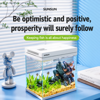 Aquarium auto-circulant ultra-clair, aquarium de salon, petit aquarium de bureau en verre à faible entretien pour la maison