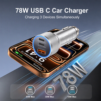 Cargador de Coche REMAX CC07 de 60W, Aleación de Aluminio, LED RGB, 3 Puertos, Doble USB-C PD 30W, USB-A 18W, Carga Rápida, Adaptador para Encendedor