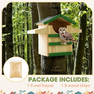 Casa para pájaros de madera maciza 35.6x21.6x21.6cm, caja de nido colgante para exteriores, comedero de jardín para pájaros - Product Image 3