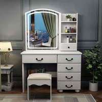 Commode européenne moderne avec miroir éclairé et design sur pied – Meuble de chambre à coucher très prisé pour femme et jeune fille