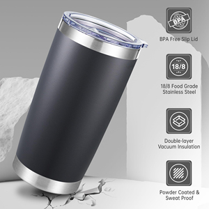 Custom logo Leakproof Stainless Steel <b>Double</b> <b>Wall</b> Vacuum Insulated Tumbler Travel Coffee Mug with Dual Lids and Straw - Product Image 3