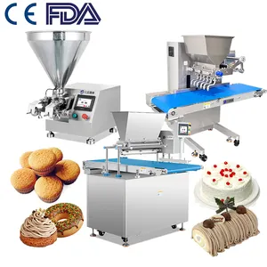 Máquina automática para hacer cupcakes, pasteles de máquina para hacer macarrón, máquina depositadora de pasteles y galletas con dos boquillas