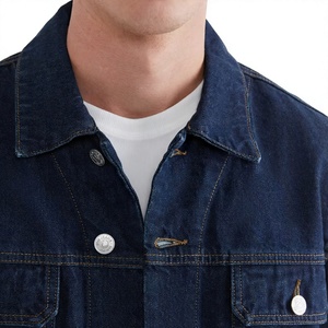Chaqueta de Mezclilla Azul Oscuro para Hombre, Cuello Mao, Corte Regular, Transpirable, Informal, con Logotipo Frontal, Ropa de Trabajo de Invierno - Product Image 6
