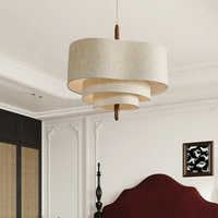 Lustre Moderne Style Antique Français pour Salle à Manger, Chambre Vintage, Lumières Suspendues en Tissu Décoratives