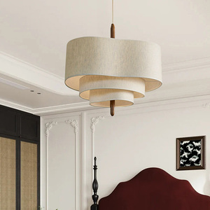 Lampadario Moderno in Stile Antico Francese per Sala da Pranzo, Lampada a Sospensione Vintage in Tessuto per Camera da Letto - Product Image 5