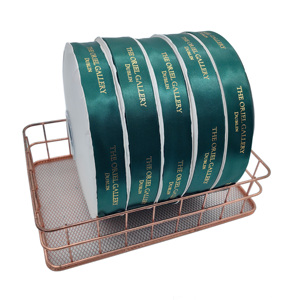 Ruban Grosgrain/<span class=keywords><strong>Satin</strong></span> <span class=keywords><strong>Vert</strong></span> 100% Polyester Personnalisé de Luxe Imprimé en Feuille d'Or 3D Écologique pour Cadeau de Naissance et Anniversaire - Product Image 1