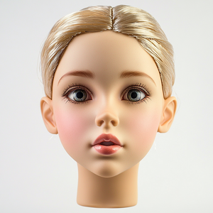 Teste di bambole personalizzabili fai da te per giocattoli da bambina, in vinile PVC, altezza 48 cm, testa di bambola con pelle liscia e trucco occhi blu - Product Image 1