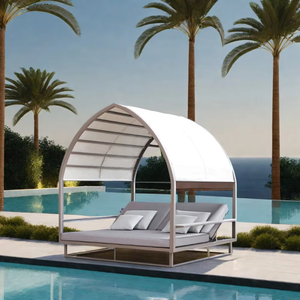 Boat Shape Aluminum Sunbed <strong>With</strong> <strong>Canopy</strong> Hotel Garden Unique Sun Bed Sunproof Beach Resort Pool <strong>Outdoor</strong> <strong>Daybed</strong> - Product Image 3