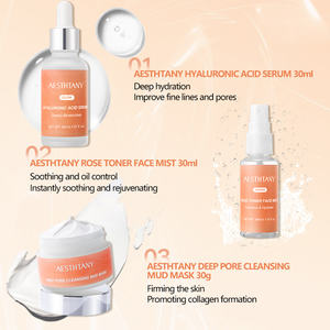 Aesthtany nemlendirici parlatıcı gençleştirici çamur maskesi & Toner ve Serum hediye kutusu hyaluronik asit kollajen Vegan yüz 3 adet bakım seti - Product Image 4