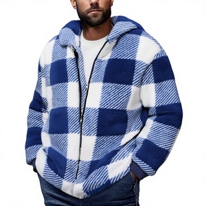 Chaqueta de Franela a Cuadros Personalizada OEM para Hombre, Forro de Sherpa, Poliéster/Algodón 220g, Sudadera con Cremallera Completa, Bolsillos, Abrigo de Invierno, Ropa de Trabajo para Exteriores - Product Image 1