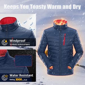 Doudoune matelassée légère et compressible pour homme, 33 000 pi, résistante à l'eau, alternative au duvet, chaude pour l'hiver - Product Image 3