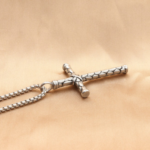 Stainless Steel <b>Cross</b> Pendant Snake Skin Texture Geometric Design Men's Necklace Gift 280298 - Product Image 3