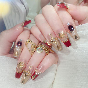 Nouveauté 2026 <span class=keywords><strong>Faux</strong></span> <span class=keywords><strong>ongles</strong></span> à presser en gel souple ABS avec strass scintillants, 24 pièces, style <span class=keywords><strong>mariée</strong></span>, avec colle - Product Image 2