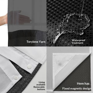 Rideau de douche moderne de luxe sans crochet, <span class=keywords><strong>double</strong></span> couche gaufré, grandes anneaux, polyester imperméable et lavable, pour salle de bain d'hôtel - Product Image 5