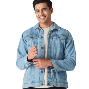 Chaqueta vaquera con estampado personalizado al por mayor para hombre, chaqueta vaquera de estilo informal de color sólido para hombre, Chaquetas vaqueras de primavera para hombre - Product Image 1