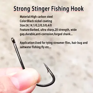 Wholesale 2X Strength Stinger Fishhook Fly Fishing Hook Streamer Flies Tying For Pike Bass Trout Saltwater Freshwater Fishing