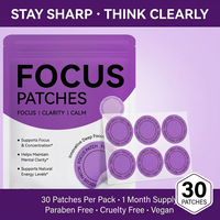HLK Focus Clarity Calm Patches, 30 Patchs, 1 Mois d'Approvisionnement, Sans Parabène, Végétalien, Patch pour la Concentration Mentale et l'Énergie pour Adultes