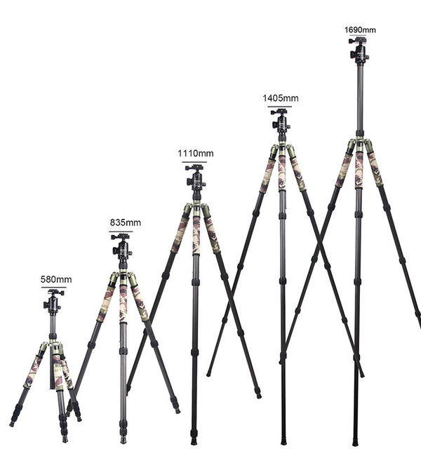 67 Inches 4 Sections Twist Lock Leg Light-Weight Carbon Fiber Travel Tripod CBM284-NB36