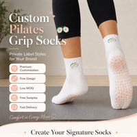 Chaussettes de yoga et de pilates en coton personnalisées de qualité supérieure pour femmes, chaussettes de sport antidérapantes pour la gym et le fitness, chaussettes antidérapantes personnalisées OEM
