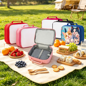 DIY Custom Sublimation Lunch Bag Blank 600D Polyester Removable Panel 5 Colors Heat Transfer Picnic Food Tote 26x9x20cm - Product Image 1
